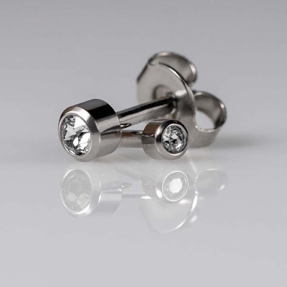 Caflon Mini Stainless Steel White Crystal (April)