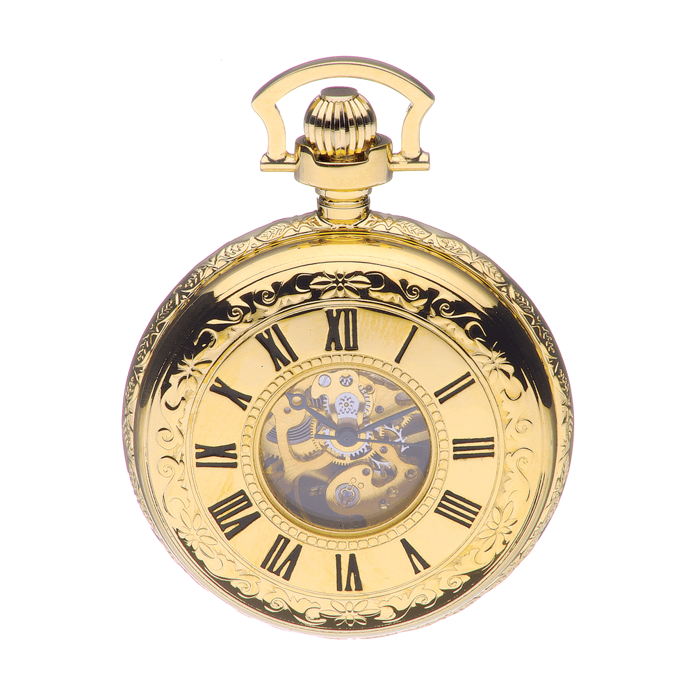 Gold Plated Double Half Hunter B41 Skeleton PW