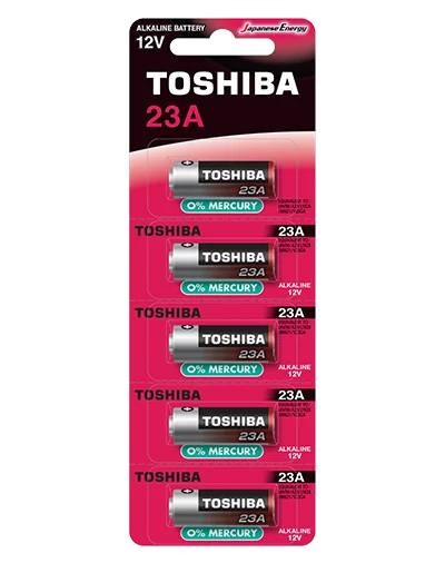 Toshiba Alkaline Battery VR22 23A 12V 12-Volt - Card of 5