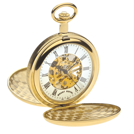 Double Hunter B27 Skeleton Pocket Watch