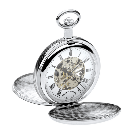Double Hunter B28 Skeleton Pocket Watch