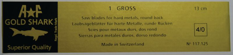 Gold Shark Sawblades 4/0