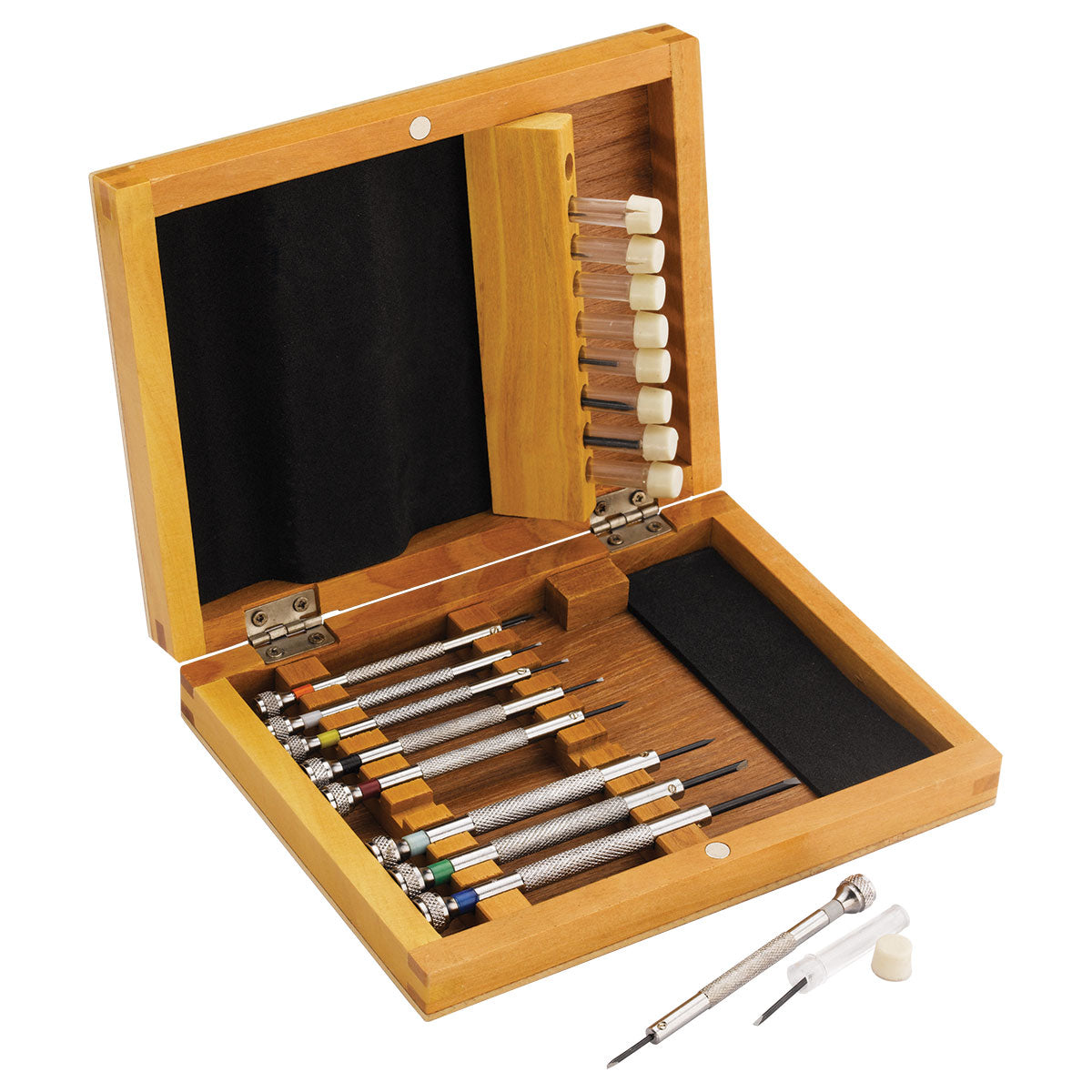 Set of 9 Screwdrivers in Wooden Box