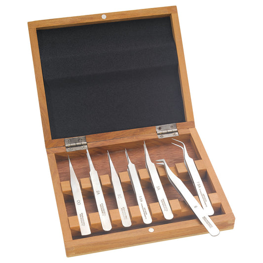 Set of 7 Stainless Steel Tweezers
