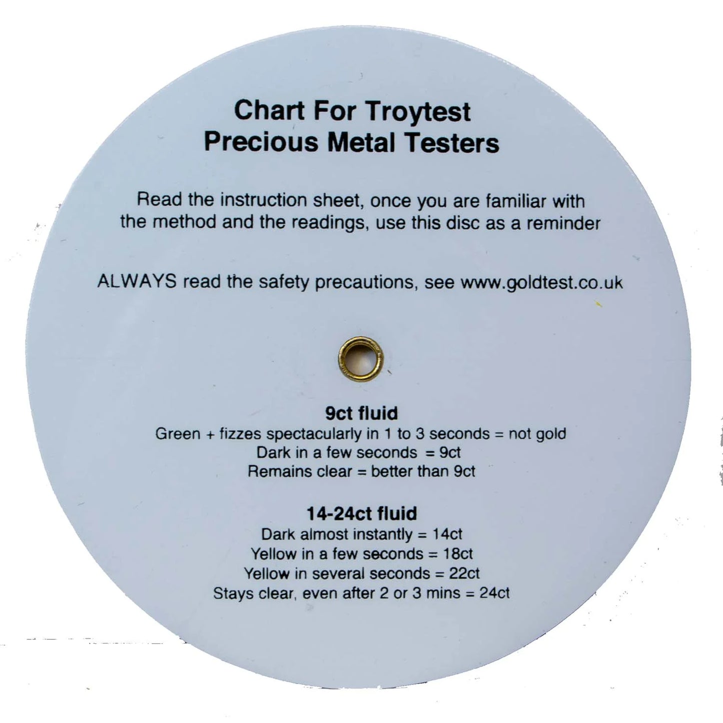 Chart (Indicator Disc) for Troytest Gold Tester