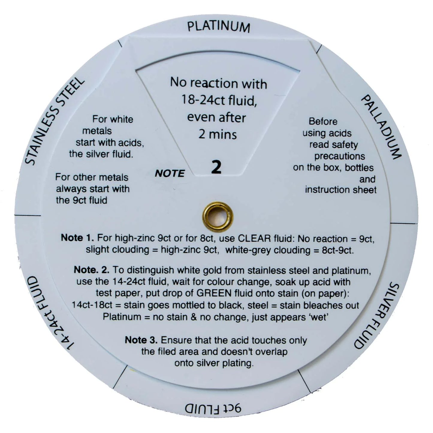 Chart (Indicator Disc) for Troytest Gold Tester